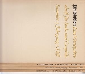 Bild des Verkufers fr ( 4 HEFTE ) Philobiblon. Jahrgang I. 1957. Heft 1 - Heft 4. (= kompletter Jahrgang 1957). Eine Vierteljahrsschrift fr Buch- und Graphik-Sammler. Hrsg. v. Ernst L. Hauswedell. Im Auftrage der Maximilian-Gesellschaft. zum Verkauf von Fundus-Online GbR Borkert Schwarz Zerfa