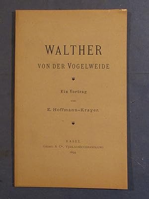 Imagen del vendedor de Walther von der Vogelweide. Ein Vortrag. a la venta por Das Konversations-Lexikon