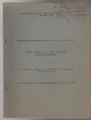 Image du vendeur pour Some Fishes Of The Family Leiognathidae. Reprinted fro Vol. X., Part II. Memoirs of the Queensland Museum 30th March 1932. mis en vente par Time Booksellers