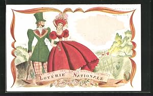 Bild des Verkufers fr Ansichtskarte Lotterie Nationale, Paar aus alter Zeit, Spiel zum Verkauf von Bartko-Reher