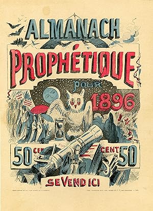 "ALMANACH PROPHÉTIQUE 1896" Affichette d'intérieur originale entoilée / Typo-litho de E. PLON, NO...