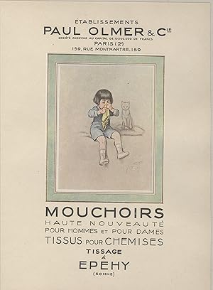 "MOUCHOIRS PAUL OLMER" Affiche d'intérieur entoilée / Litho par Georges REDON (1923)