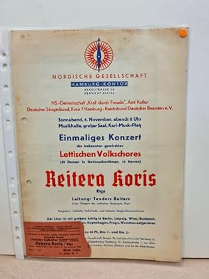 Einmaliges Konzert des bekannten gemischten Lettischen Volkschores Reitera Koris am Sonnabend, 6....
