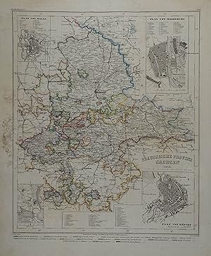 Preussische Provinz Sachsen. Grenzkolorierte Stahlstich-Karte v. August Mädel nach Gotthard aus "...