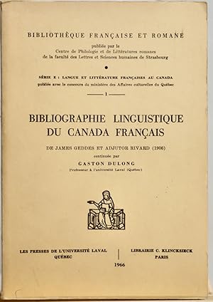 Bild des Verkufers fr Bibliographie linguistique du Canada franais zum Verkauf von Librairie Michel Morisset, (CLAQ, ABAC, ILAB)