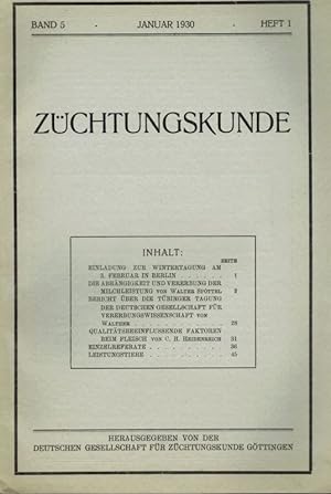 Bild des Verkufers fr Zchtungskunde 5.Band 1930 Heft 1 bis 12 (12 Hefte) zum Verkauf von Clivia Mueller