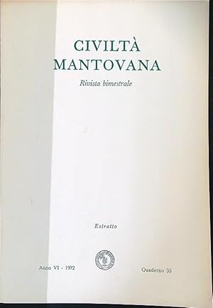 Bild des Verkufers fr Civilta' mantovana quaderno 35/1972 estratto zum Verkauf von Librodifaccia