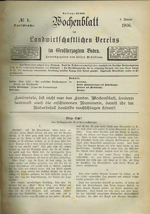 Bild des Verkufers fr Wochenblatt des Landwirtschaftlichen Vereins Jahr 1906 No 1 bis 52 zum Verkauf von Clivia Mueller