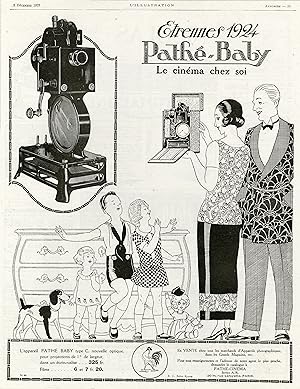 "PATHÉ-BABY" Annonce originale entoilée parue dans L'ILLUSTRATION du 8 Décembre 1923