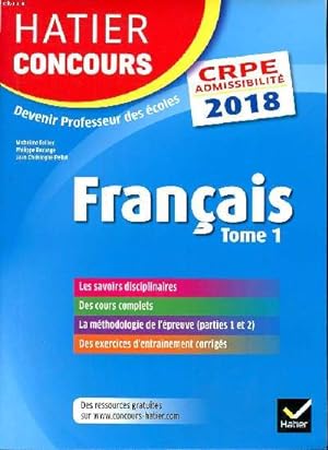 Seller image for Franais Tome 1 Hatier concours Devenir professeur des coles for sale by Le-Livre