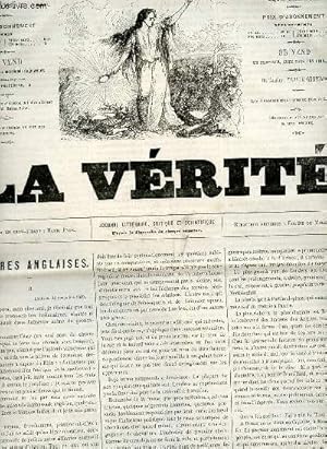 Image du vendeur pour La vrit n89 troisime anne dimanche 20 novembre 1859 - Lettres anglaises - courrier des thatres - chos de la semaine - la lgende des sicles par Victor Hugo - ambigu le roi de boheme et ses sept chteaux drame en six actes de Paul Meurice etc. mis en vente par Le-Livre