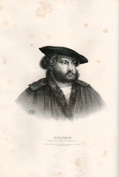 Portrait of Holbein. From a Picture by Himself. First edition of the lithograph.