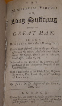 The Ministerial Virtue: Or, Long-Suffering Extolled In A Great Man. Being a discourse from the fo...