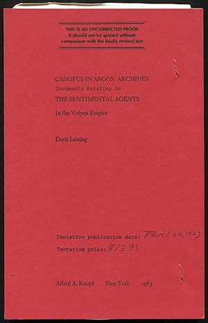 Bild des Verkufers fr Canopus in Argos: Archives Documents Relating to the Sentimental Agents In the Volyen Agents zum Verkauf von Between the Covers-Rare Books, Inc. ABAA