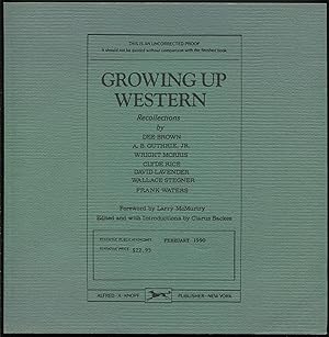 Seller image for Growing Up Western for sale by Between the Covers-Rare Books, Inc. ABAA