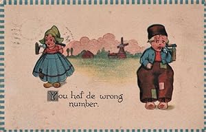 Bild des Verkufers fr Dutch kids postcard: You Haf de Wrong Number zum Verkauf von Mobyville