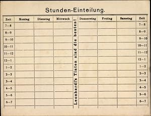 Stundenplan Aug. Leonhardi Tinten und Tuschen, Bodenbach, 100 Jahre Jubiläum 1926