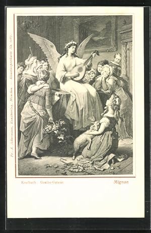 Seller image for Knstler-Ansichtskarte sign. Kaulbach: Mignon, Menschen lauschen Musik, Goethe for sale by Bartko-Reher