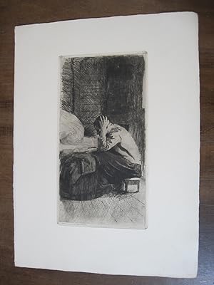 Seller image for Frau an der Wiege" Original-Radierung, for sale by Antiquariat Schleifer