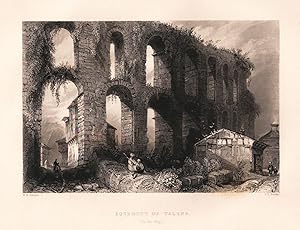 Bild des Verkufers fr Aqueduct of Valens (in the city) = Wasserleitung des K. Valens. Original Stahlstich von 1838 zum Verkauf von Antiquariat Kastanienhof