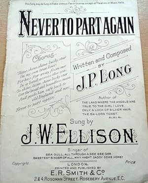 Seller image for Never To Part Again Sung by J. W. Ellison. for sale by Colophon Books (UK)