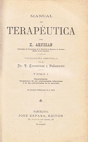 Seller image for MANUAL DE TERAPUTICA. 2 Tomos for sale by Librera Torren de Rueda