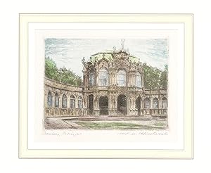 Bild des Verkufers fr Dresden, Zwinger, Wallpavillon;unter Passepartout montiert. Gre des Passepartout 24x30 cm zum Verkauf von Antiquariat Kastanienhof