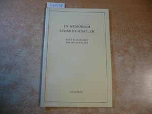 Seller image for In memoriam Schmidt-Rimpler : Reden gehalten am 26. November 1975 bei der Gedenkfeier der Rechts- und Staatswissenschaftlichen Fakultt der Rheinischen Friedrich-Wilhelms-Univ. Bonn for sale by Gebrauchtbcherlogistik  H.J. Lauterbach