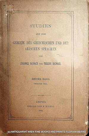 Image du vendeur pour Studien auf dem Gebiete des griechischen und der arischen Sprachen 1. Band 2. Teil mis en vente par ANTIQUARIAT.WIEN Fine Books & Prints