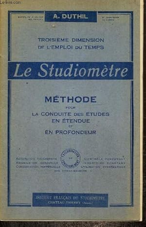 Bild des Verkufers fr Le Studiomtre - Mthode pour la conduite des tudes en tendue et en profondeur zum Verkauf von Le-Livre