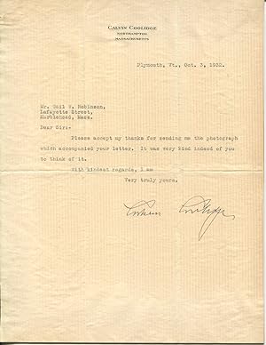 Seller image for 1932 Former President Calvin Coolidge Typed Letter Signed for sale by Dennis Holzman Antiques