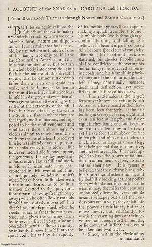 Seller image for The Snakes of Carolina and Florida. An original article from the Annual Register for 1792. for sale by Cosmo Books