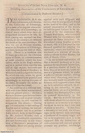 Seller image for Annecdotes of the late Duke Gordon, M.A., including Anecdotes of the University of Edinburgh. An original article from The New Annual Register for 1801. for sale by Cosmo Books