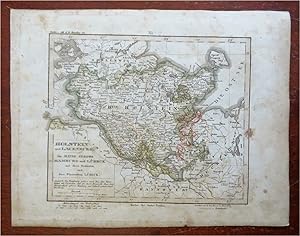 Holstein Lauenburg Northern Germany Lubeck Hamburg Elbe River 1843 Stieler map