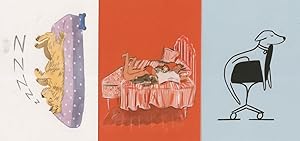 Dogs Sleeping In Strange Places 3x Dog Painting Comic Postcard s