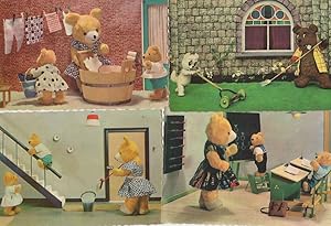 Teddy Bears Sliding Down Banisters Washing School 4x Postcard s