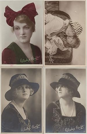 Gladys Cooper Gypsy Hat Big Bow 4x Old Postcard s
