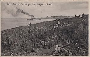 Pickie Rocks Ship Welsh Bangor Smoking Irish Co Down Postcard