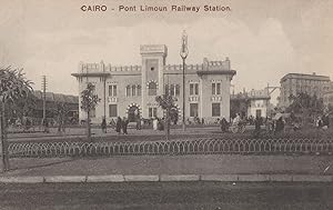 Cairo Egypt Port Limoun Train Railway Station Old Postcard