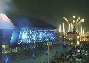 Wales Millenium Centre At Night Fireworks Display Welsh Postcard