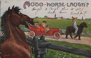 Seller image for horse vs. car postcard: Auto Horse Laugh? for sale by Mobyville