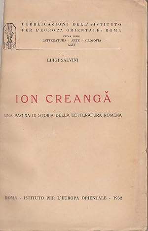 Seller image for Ion Creanga una pagina della storia della letteratura Romena for sale by MULTI BOOK