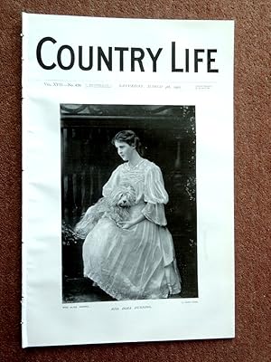 Bild des Verkufers fr Country Life magazine. Vol XVII, No 426, 4th March 1905, Park Hall near Oswestry Shropshire. Portrait of Miss Dora Dunning. The Leek and Manifold Valley Light Railway. Winter Fishing in The Avon. Black Grouse, The Vilage Inn. Cape Orchard Company - A South African Enterprise. zum Verkauf von Tony Hutchinson