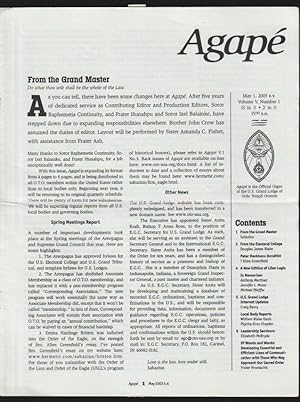 Image du vendeur pour Agape : The Official Organ Of The U.S. Grand Lodge Of Ordo Templi Orientis [Nine Issues] Vol. IV, No. I / Vol. V, Nos. 1-4 / Vol. VI, No. 1 / Vol. VIII, Nos. 1-4. Includes "Helios or The Future Beyond Science by 666 : Raise the Spell of Ra-Hoor-Khuit" mis en vente par Gates Past Books Inc.