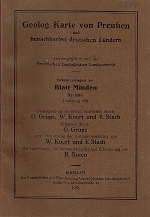 Bild des Verkufers fr Minden Blatt Nr. 2016 (Erluterungen zur Geologischen Karte von Preuen und benachbarten deutschen Lndern. Lieferung 330) zum Verkauf von Paderbuch e.Kfm. Inh. Ralf R. Eichmann