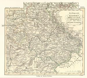 Bild des Verkufers fr Historische Karte. Knigreich Baiern. Ober-Pfalz mit Regensburg und Nieder-Baiern;Kleiner Atlas der Deutschen Bundes-Staaten (den ganzen Preussischen Staat inbegriffen). Nachdruck der Originalausgabe Justus Perthes Braunschweig 1838 zum Verkauf von Antiquariat Kastanienhof