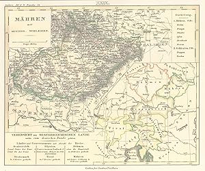 Bild des Verkufers fr Historische Karte. Mhren mit oesterr. Schlesien. 1 Nebenkarte: bersicht der Oesterreichischen Lande, welche zum deutschen Bunde gehren;Kleiner Atlas der Deutschen Bundes-Staaten (den ganzen Preussischen Staat inbegriffen). Nachdruck der Originalausgabe Justus Perthes Braunschweig 1838 zum Verkauf von Antiquariat Kastanienhof