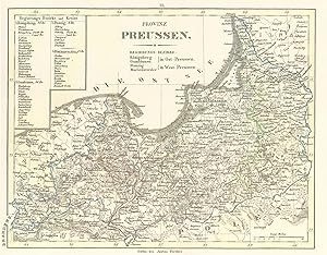 Bild des Verkufers fr Historische Karte. Provinz Preussen. Regierungs-Bezirke: Knigsberg und Gumbinnen in Ost-Preussen; Danzig und Marienwerder in West-Preussen";Kleiner Atlas der Deutschen Bundes-Staaten (den ganzen Preussischen Staat inbegriffen). Nachdruck der Originalausgabe Justus Perthes Braunschweig 1838 zum Verkauf von Antiquariat Kastanienhof