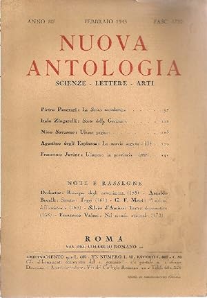 Bild des Verkufers fr Nuova Antologia. Febbraio 1945, Anno 80, Fascicolo 1730 zum Verkauf von Studio Bibliografico Marini