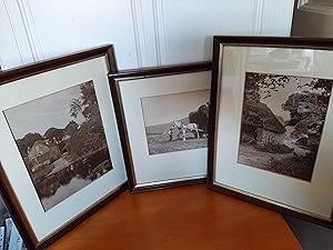 Three Pre-WW1 framed black and white photographs of rural Dorset scenes